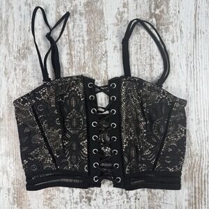 Victoria's Secret‎ Lace Bustier - Size XS Black Sexy Valentine